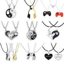 Couple BFF Necklace Set Puzzle Heart Pendant Best Friends Jewelry Gift