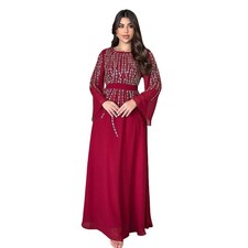 Women Muslim Rhinestone Chiffon Party Dress Maxi Kaftan Dubai Abaya Evening Gown