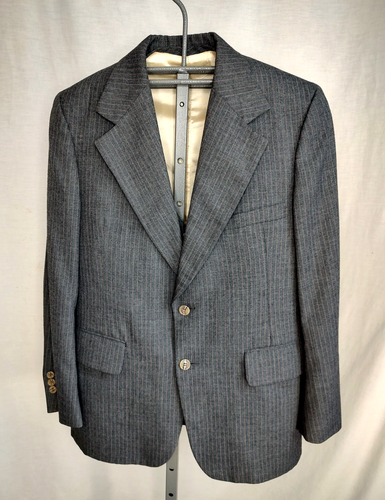 Mens Vintage 70s 3 Piece Suit 40R Pants 33x30.5 Dark Gray Pinstripe Barrister - Picture 2 of 24