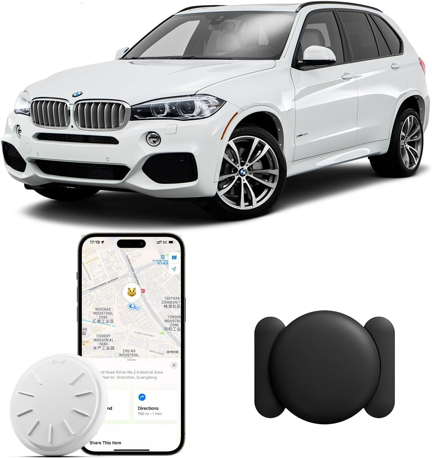 Car GPS Tracker Device Real Time Finder w/ Magnetic Case, No Fee, iOS Find My