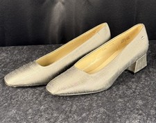 Vintage Etienne Aigner Shoes Size 7.5 Astoria Grey Peau De Soie 1.5 Block Heel