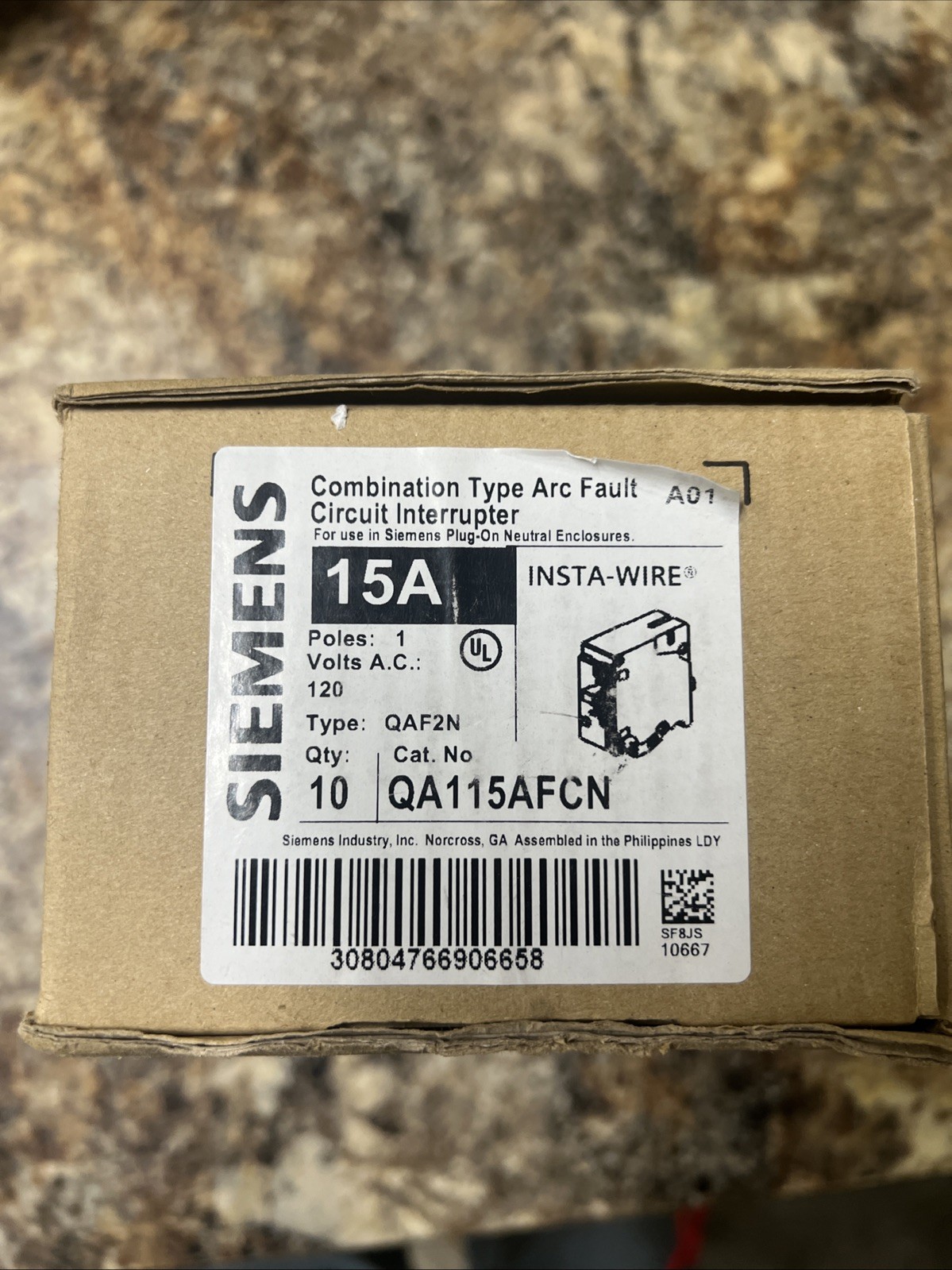 NEW LOT OF 10 SIEMENS QA115AFCN ARC FAULT CIRCUIT BREAKER TYPE CAFCI 15 AMP AFCI