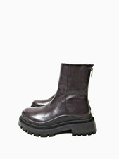 Steve Madden Womens Size 8.5 M Brown Leather Zip Ankle 90's Chucky Heel Boots