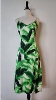 New Anthro Dress Size Medium Green Vacay Tropical Slit Knot Italy Europe 1
