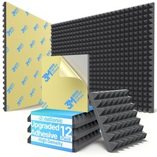12 Pack Sound Proof Foam Panels for Walls with 2 Inch 12 Pack, Black