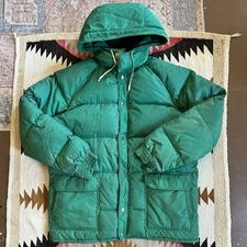 Vintage 1970s EMS Eastern Mountain Sports Hooded Down Parka Sz L - Green