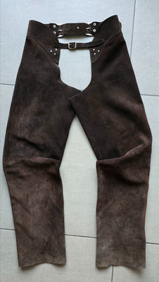 Vintage Suede Chaps Working Cowboy Rodeo Texas Talon Zip Old Thick Heavy Size L