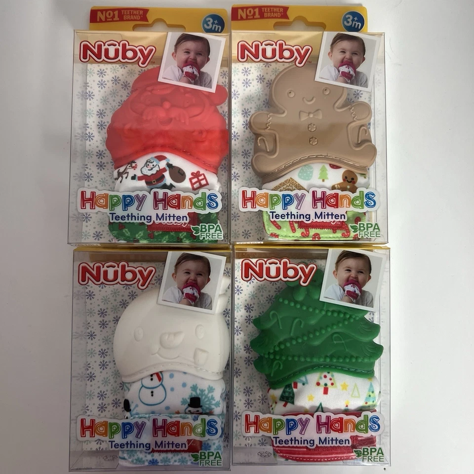 Nuby Happy Hands Teething Mitten Holiday Set – BPA Free (4 Pack)  - Image 2 of 4