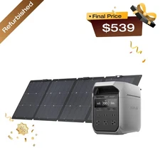 EcoFlow DELTA 3 Plus 1024Wh Portable Power Station+220W Solar Panel Refurbished