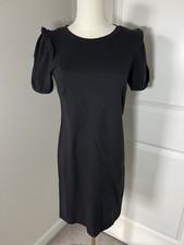 Nine West Cotton Black Mini Knee Dress Size XS Ruffle Sleeve