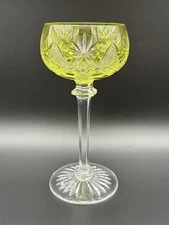 Val Saint Lambert Berncastel Cut To Clear Crystal Wine Hock, Chartreuse Signed