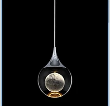 Modern Crystal Pendant Light: Mini Chrome Hanging Light Fixture Kitchen Island