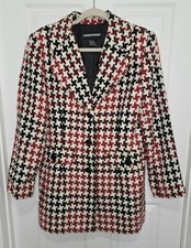 Requirements Black/ Red Cream Tweed Blazer Women's Size 10 Vintage