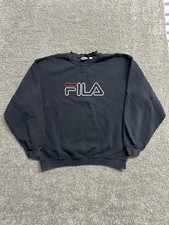 Vintage 90s Y2K Fila Embroidered Spellout Crewneck Classic Logo Distressed Large