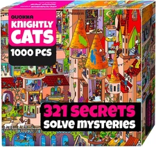 1000 Piece Jigsaw Puzzle for Adults Knightly Cats – Premium Box Packaging with E