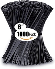 8 Inch Zip Ties 1000 Pack   Heavy Duty 40lbs Tensile 1000 PCS, Black