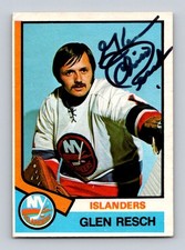 Glenn Resch Authentic Autographed 1974-74 O-Pee-Chee Hockey RC Rookie Card. rookie card picture