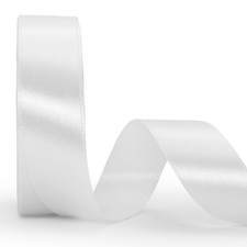 White Ribbon Solid Satin Gift Wrapping Bow Making 1 Inch 25 Yards