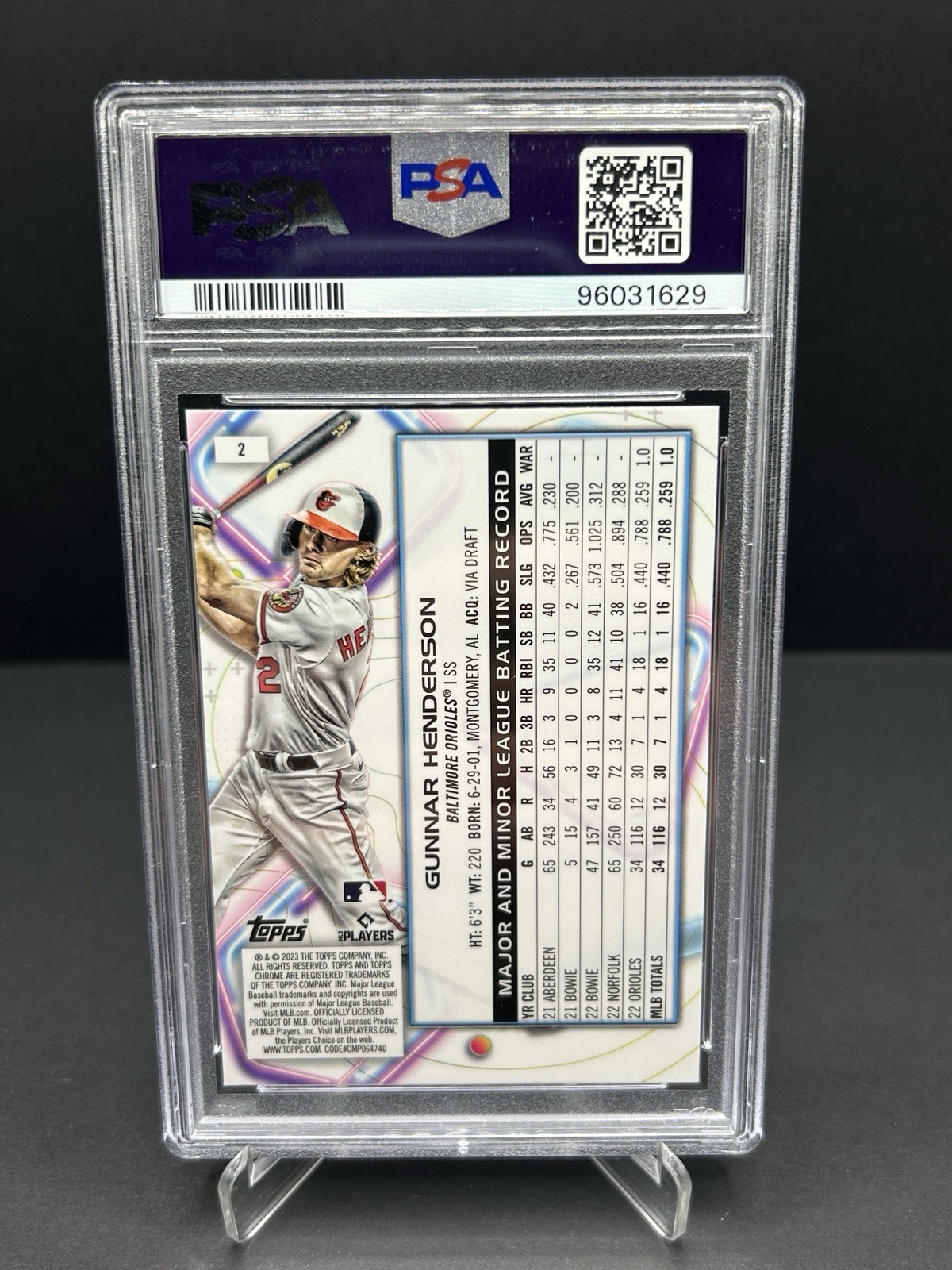 2023 Topps Cosmic Chrome - Gunnar Henderson PSA 10 Rookie #2 (RC) Orioles view 2