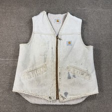Vintage Carhartt V03 BRN Vest Distressed Beige Faded Thrashed Men s Size LT USA