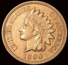 1890 Indian Head Cent - Uncirculated Better Date - VERY SHARP - FREE SHIPPING