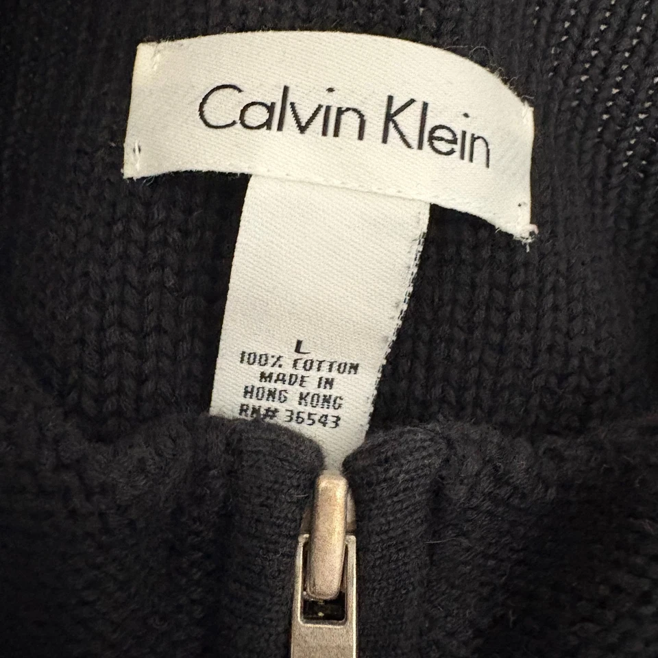 Ladies Calvin Klein Black Cotton Zip Up Cardigan. Turtle Neck. Size Large - Image 2 of 4