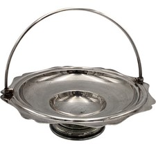 Vintage Silver Plated Basket with Handle Decorative Collectable 23.5cm Di TH2