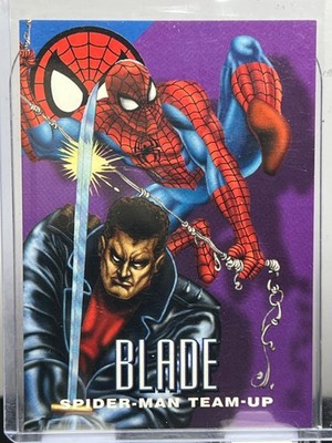 BLADE SPIDER-MAN TEAM UP #4 BASE 1996 Marvel Vision Embossed Collectible Card