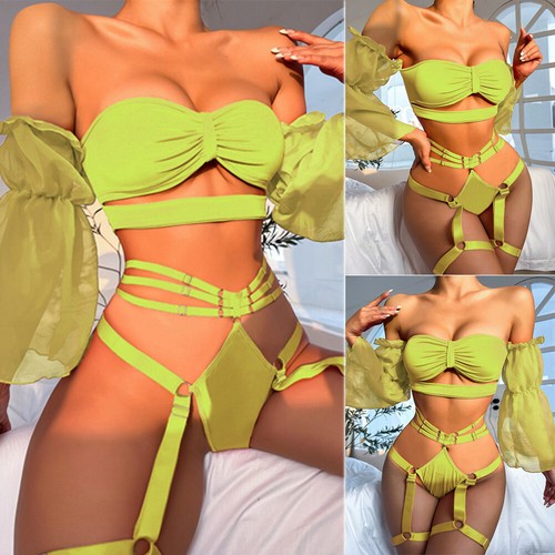 Lingerie Set for Women Lace Bra Outfit Garter Fancy Underwear Babydoll Nightwear