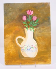 Still Life Floral Vase Oil Painting 16 x 12