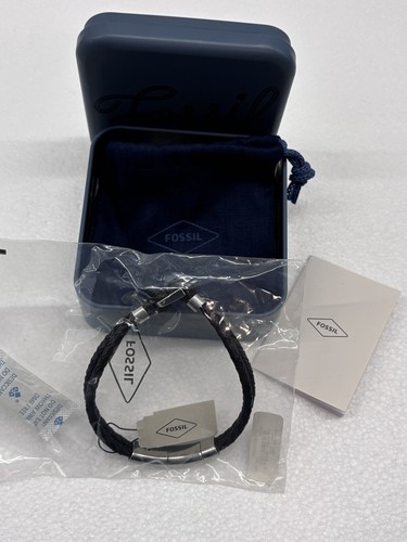 Fossil Men's Casual Stainless Steel and Leather Bracelet JF04203040 NEW - Picture 3 of 19
