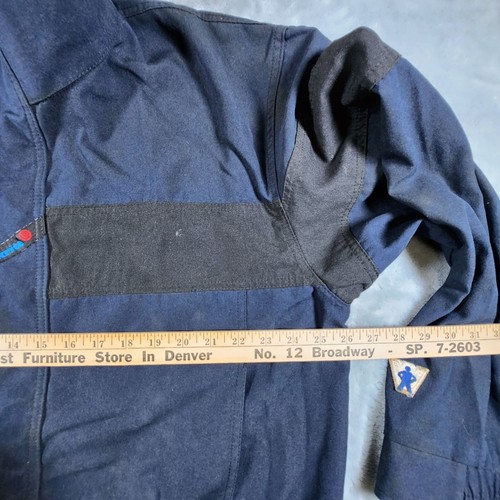 Workrite Mechanikerjacke Large dunkelblau Workwear durchgehender Reißverschluss Druckknopf Fett fleckig - Bild 3 von 12