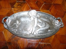 Superbe rare Plateau Métal Argenté Art Nouveau Original WMF allemand Jugendstil