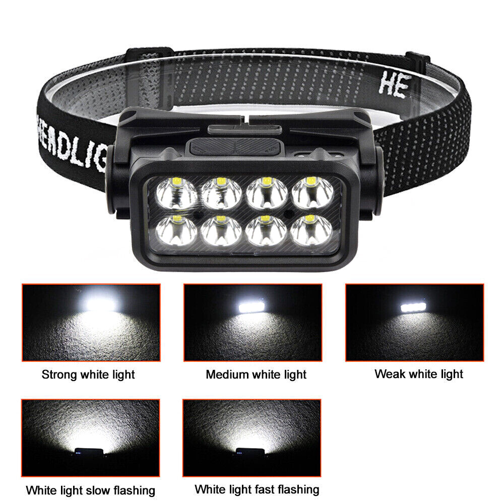 COB+LED Headlamp USB Rechargeable Headlight Work Light Bar Head Band Lamp NEW