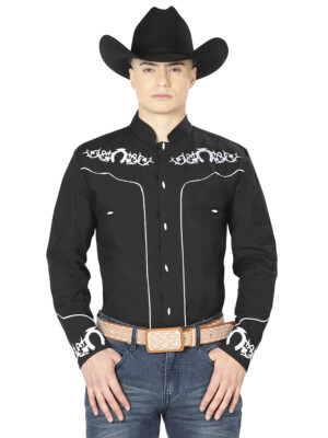 シャツ CAMISA CHARRA M/ LARGA 65% POLYESTER 35% ALGODON NEGRO ID 42879 | eBay