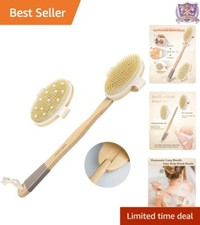 Dry Brushing Body Brush Bamboo 15 Inch Dual Heads Exfoliating Shower Tool
