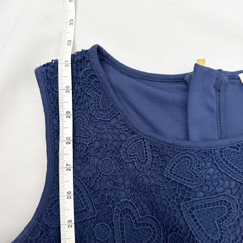 Kate Spade Lace Crochet Overlay Heart Dress Navy Blue Size Girl's 14 - Picture 10 of 11