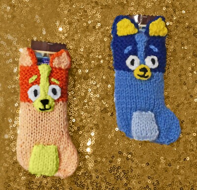 STRICKMUSTER - Blau und Bingo inspirierte Weihnachtsstrumpfdekorationen
