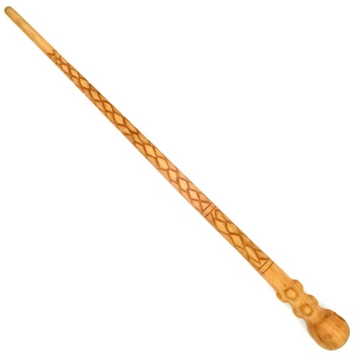 15.75" Hand Carved Almond Wood Prof. Moody Magic Wand Wizard Wicca w/ Velvet Bag - Picture 4 of 12