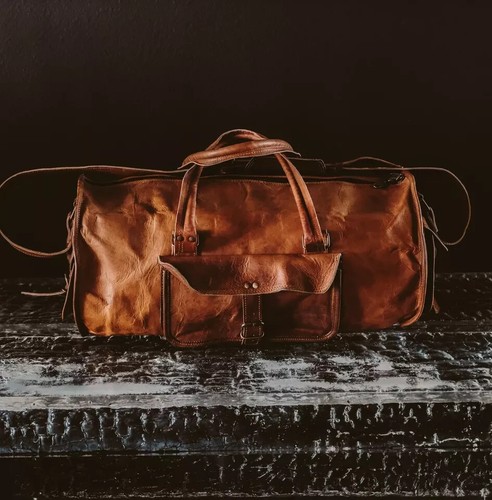 Grand sac de nuit en cuir vintage pour hommes, 25 pouces, pour salle de