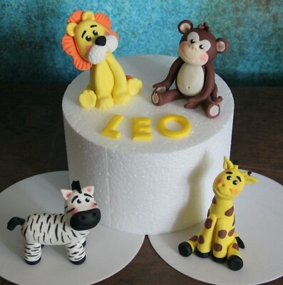 3d Jungle Animaux Singe Lion Zebre Girafe Age 3d 2d Nom Edible Cake Topper Ebay