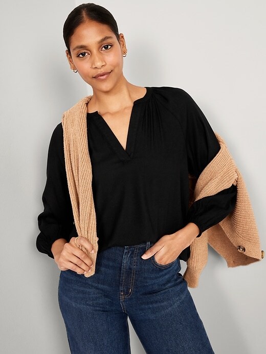 OLD NAVY by Gap ~ New! NWT Size M ~ Black Jack Long Sleeve Split