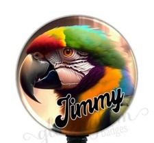 Parrot Retractable Badge Holder Reel, Tropical Personalized Name Badge GG6375B