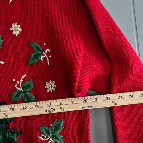 Tiara Vintage 90s Christmas Sweater M Ugly Tree Embroidered Holiday Party 3D - Picture 7 of 9