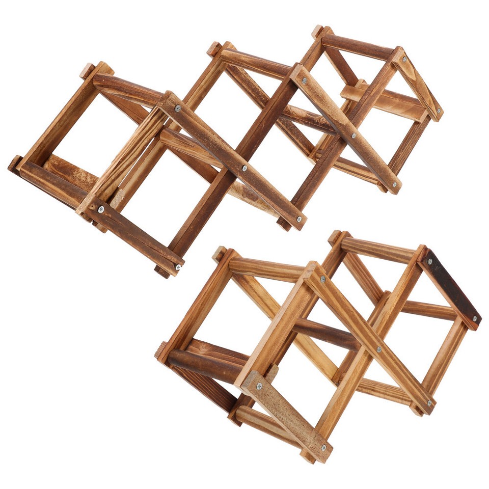 2 PCS Wine Display Bar Sturdy Rack Brown Wooden European Style