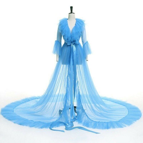 Sexy Lingerie Robes Long Sleeve Lace Dress Sheer Gown See Through Gown Sleepwear - Picture 4 of 9