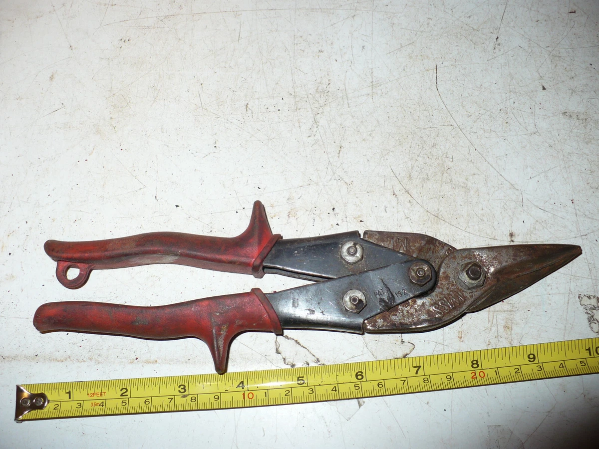 Vintage Wiss M1 Sheet Metal Aviation Snips Red Handle 9 1 2 Patent 4569132 USA