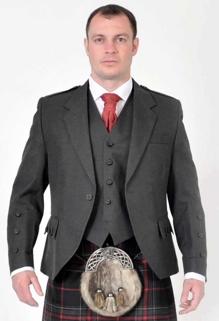 York Grey Crail Kilt Jacket Vest Bone Effect Buttons ALL SIZES NEW LINE