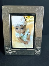 Vintage Baby Birth Record Silver Plated Picture Frame 5x7 Ready for Engraving