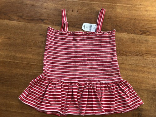 NEXT Girls Pink Striped Shirred Jersey Strappy Camisole Top - BNWT - Picture 3 of 3
